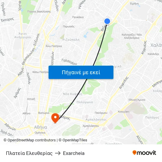 Πλατεία Ελευθερίας to Exarcheia map