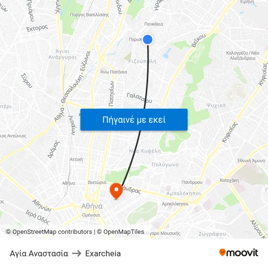 Αγία Αναστασία to Exarcheia map