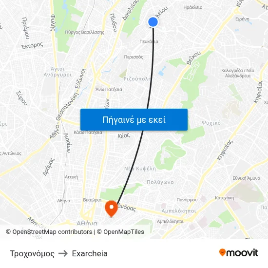 Τροχονόμος to Exarcheia map