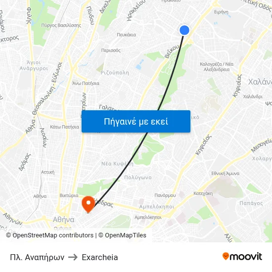 Πλ. Αναπήρων to Exarcheia map