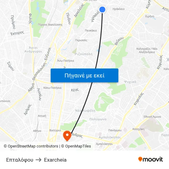 Επταλόφου to Exarcheia map