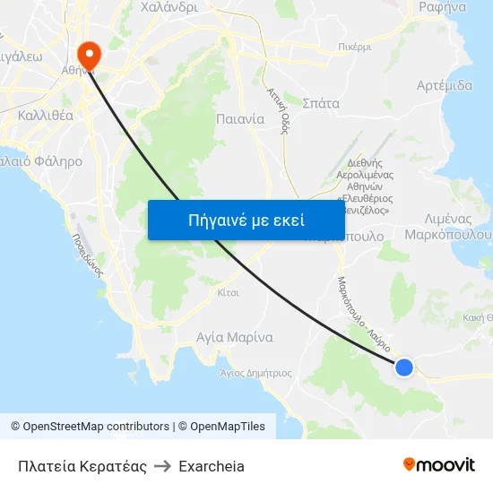 Πλατεία Κερατέας to Exarcheia map