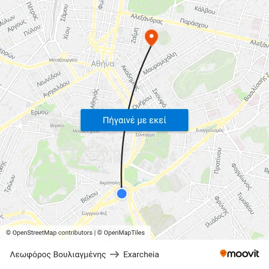 Λεωφόρος Βουλιαγμένης to Exarcheia map