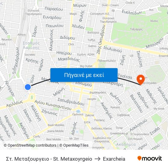 Στ. Μεταξουργειο - St. Metaxoyrgeio to Exarcheia map