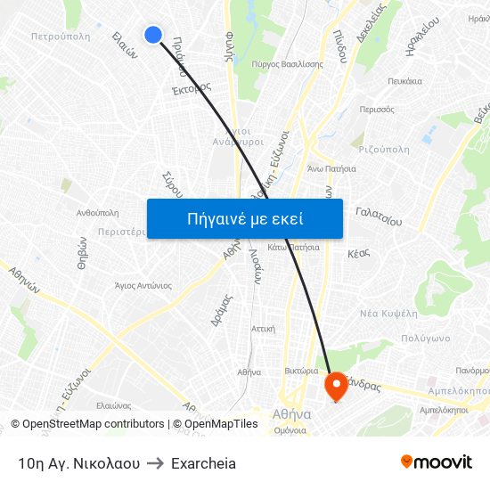 10η Αγ. Νικολαου to Exarcheia map