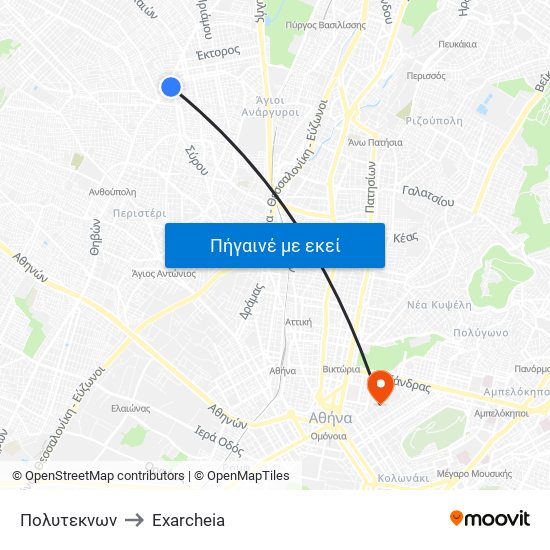 Πολυτεκνων to Exarcheia map