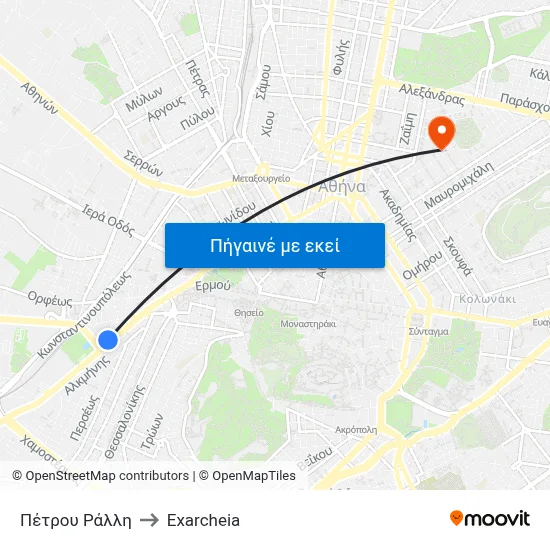Πέτρου Ράλλη to Exarcheia map