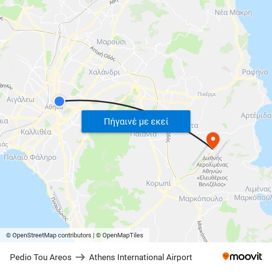 Pedio Tou Areos to Athens International Airport map