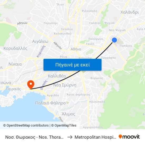 Νοσ. Θωρακος - Nos. Thorakos to Metropolitan Hospital map