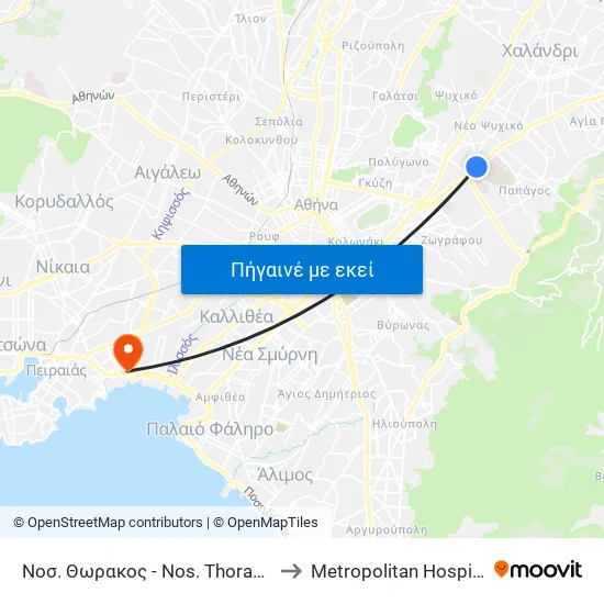 Νοσ. Θωρακος - Nos. Thorakos to Metropolitan Hospital map