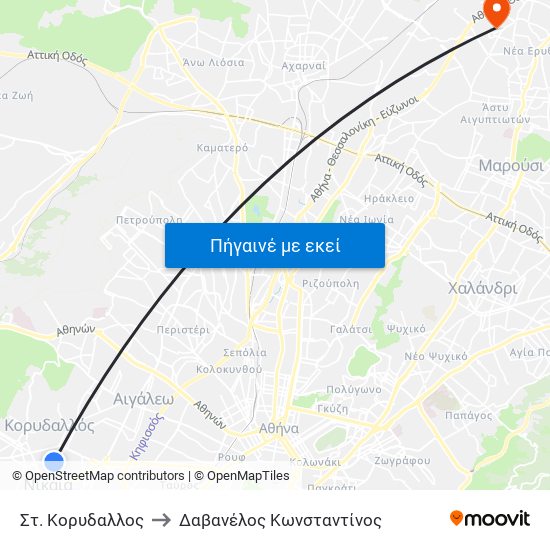 Στ. Κορυδαλλος to Δαβανέλος Κωνσταντίνος map