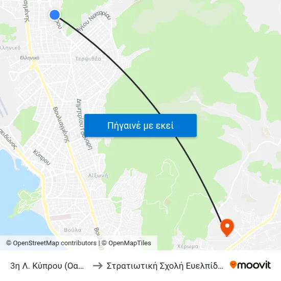 3η Λ. Κύπρου (Οασα) to Στρατιωτική Σχολή Ευελπίδων map