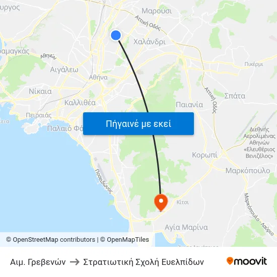 Αιμ. Γρεβενών to Στρατιωτική Σχολή Ευελπίδων map