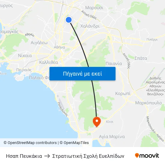 Ησαπ Πευκάκια to Στρατιωτική Σχολή Ευελπίδων map