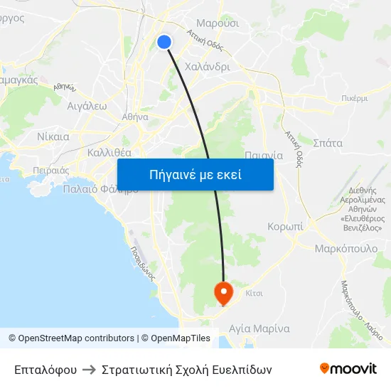 Επταλόφου to Στρατιωτική Σχολή Ευελπίδων map