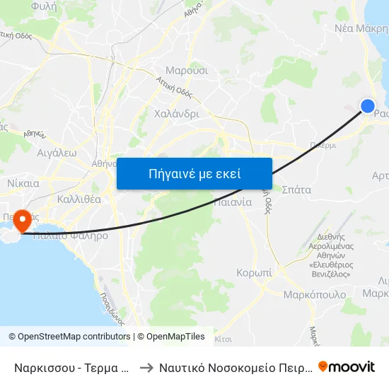 Ναρκισσου - Τερμα 314 to Ναυτικό Νοσοκομείο Πειραιά map