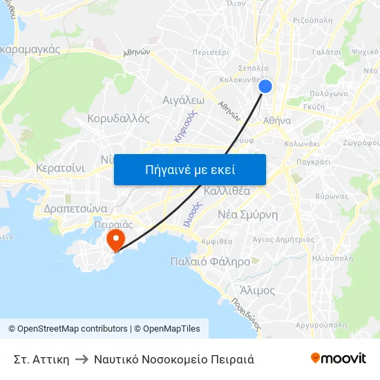 Στ. Αττικη to Ναυτικό Νοσοκομείο Πειραιά map