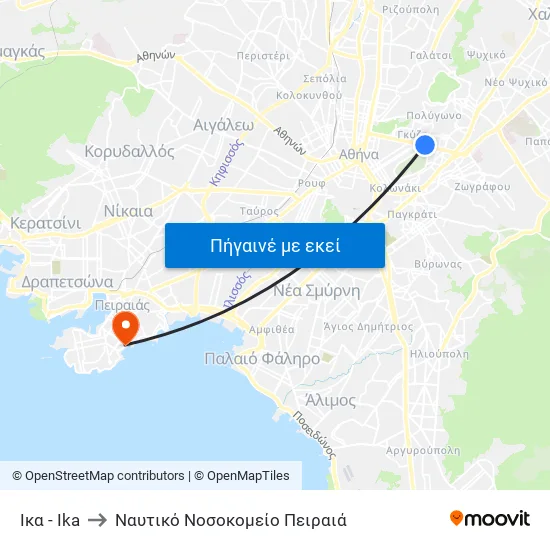 Ικα - Ika to Ναυτικό Νοσοκομείο Πειραιά map