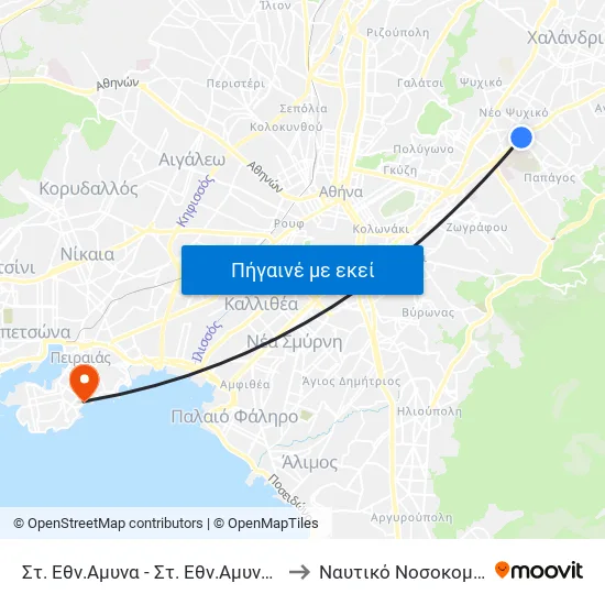 Στ. Εθν.Αμυνα - Στ. Εθν.Αμυνα - St. Ethn. Amyna to Ναυτικό Νοσοκομείο Πειραιά map