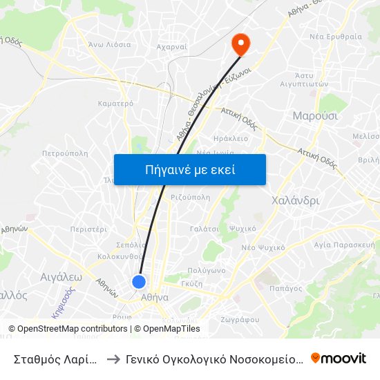Σταθμός Λαρίσης - St. Larissis to Γενικό Ογκολογικό Νοσοκομείο Κηφισιάς Οι Άγιοι Ανάργυροι map