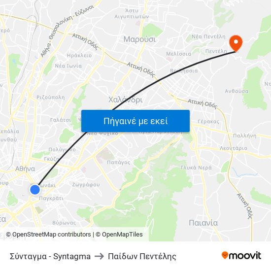 Σύνταγμα - Syntagma to Παίδων Πεντέλης map