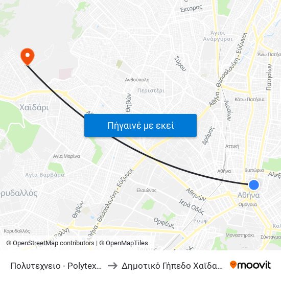 Πολυτεχνειο - Polytexneio to Δημοτικό Γήπεδο Χαϊδαρίου map