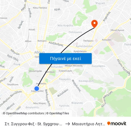 Στ. Συγγρου-Φιξ - St. Syggrou-Fix to Μαιευτήριο Λητώ map