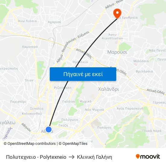 Πολυτεχνειο - Polytexneio to Κλινική Γαλήνη map