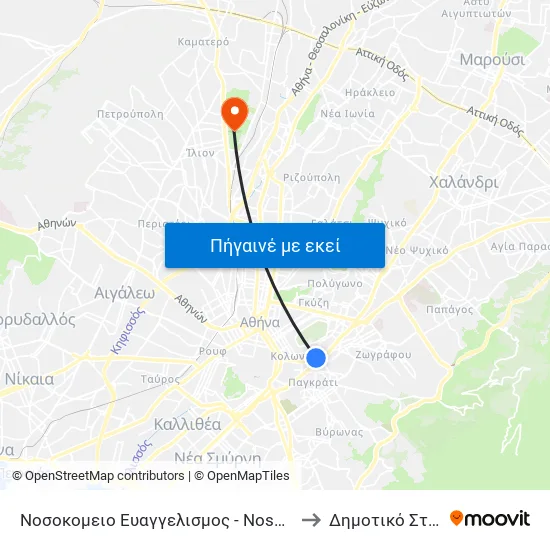Νοσοκομειο Ευαγγελισμος - Nosokomeio Eyaggelismos to Δημοτικό Στάδιο Ιλίου map