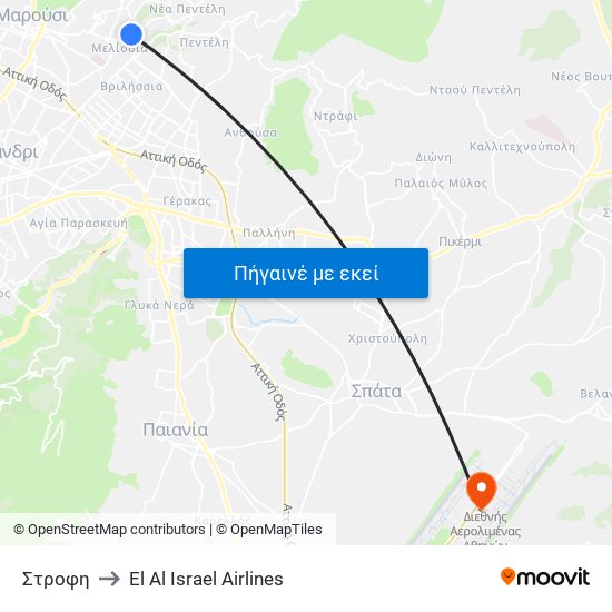Στροφη to El Al Israel Airlines map