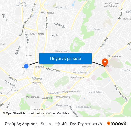 Σταθμός Λαρίσης - St. Larissis to 401 Γεν. Στρατιωτικό Νοσ. map