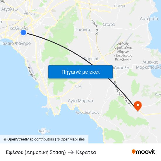 Εφέσου (Δημοτική Στάση) to Κερατέα map