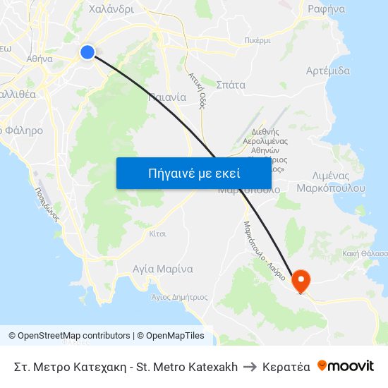 Στ. Μετρο Κατεχακη - St. Metro Katexakh to Κερατέα map