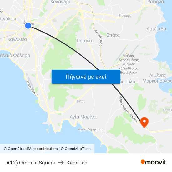 A12) Omonia Square to Κερατέα map