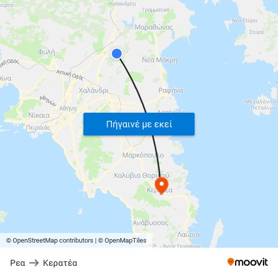 Ρεα to Κερατέα map