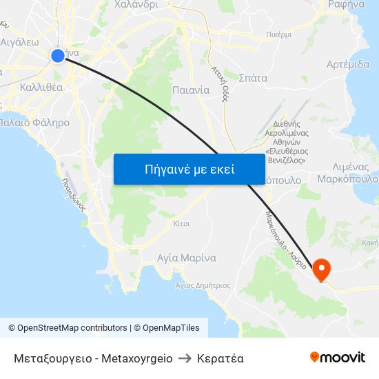 Μεταξουργειο - Metaxoyrgeio to Κερατέα map