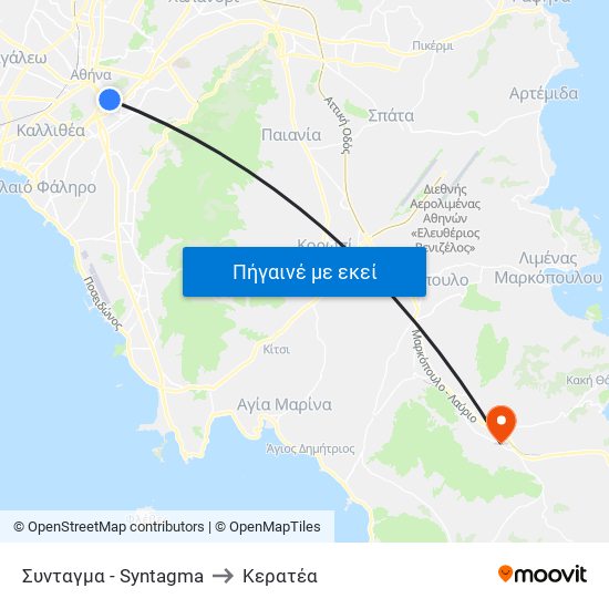 Συνταγμα - Syntagma to Κερατέα map