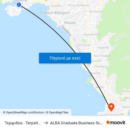 Τερψιθεα - Terpsithea to ALBA Graduate Business School map