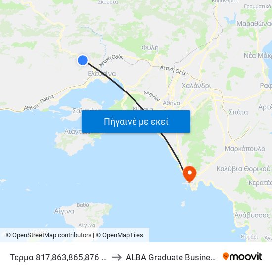 Τερμα 817,863,865,876 (Μανδρα) to ALBA Graduate Business School map