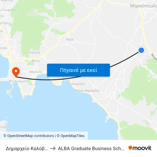 Δημαρχείο Καλύβια to ALBA Graduate Business School map