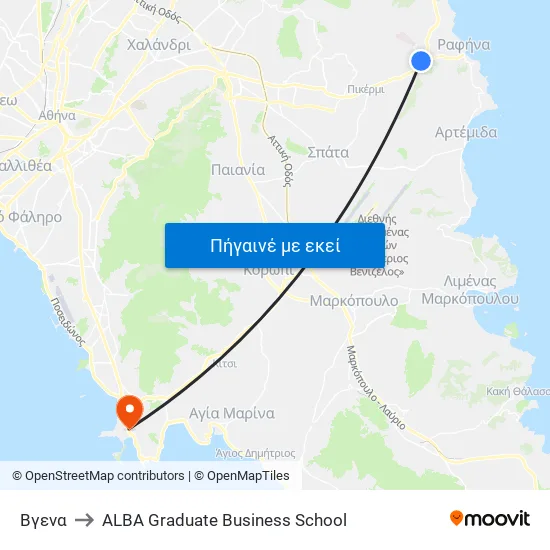 Βγενα to ALBA Graduate Business School map