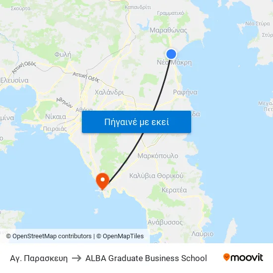 Αγ. Παρασκευη to ALBA Graduate Business School map