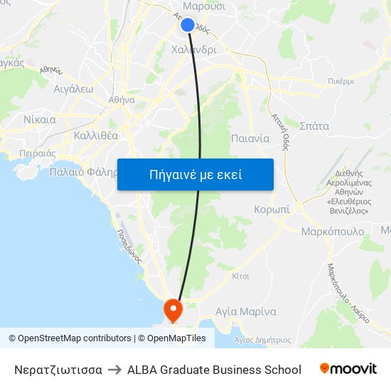 Νερατζιωτισσα to ALBA Graduate Business School map