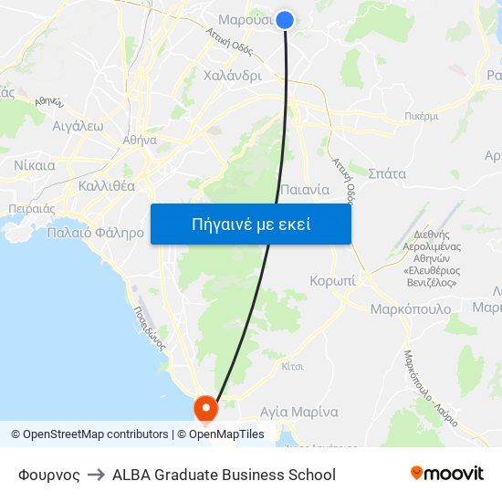 Φουρνος to ALBA Graduate Business School map