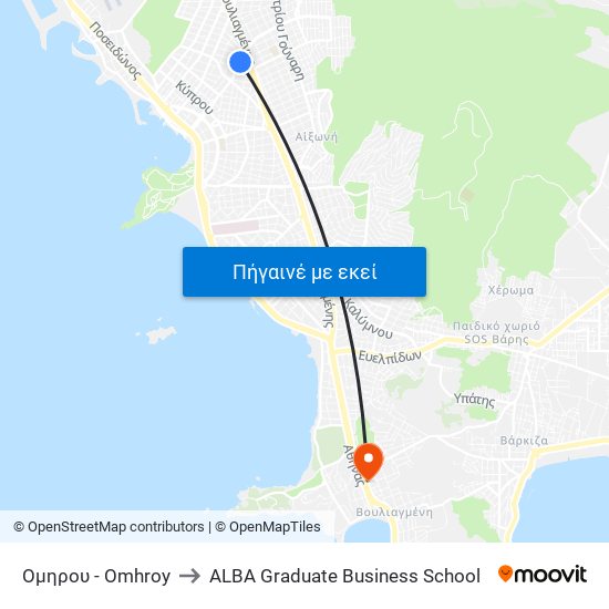 Ομηρου - Omhroy to ALBA Graduate Business School map