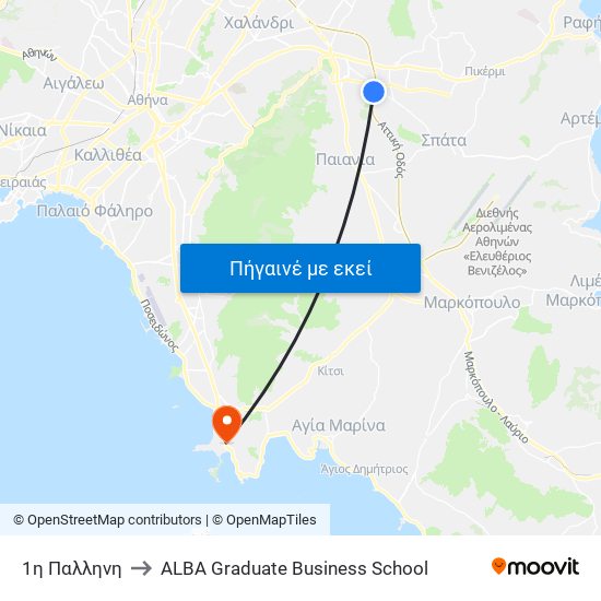 1η Παλληνη to ALBA Graduate Business School map