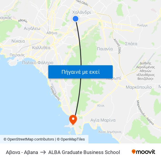 Αβανα - Aβana to ALBA Graduate Business School map