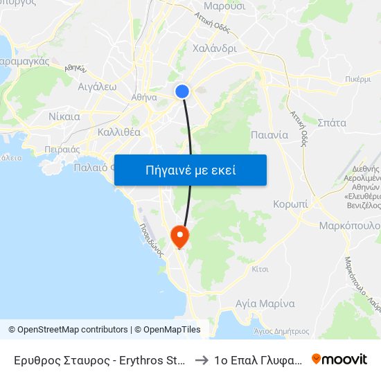 Ερυθρος Σταυρος - Erythros Stayros to 1ο Επαλ Γλυφαδας map