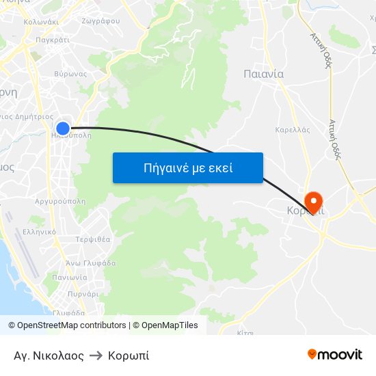 Αγ. Νικολαος to Κορωπί map