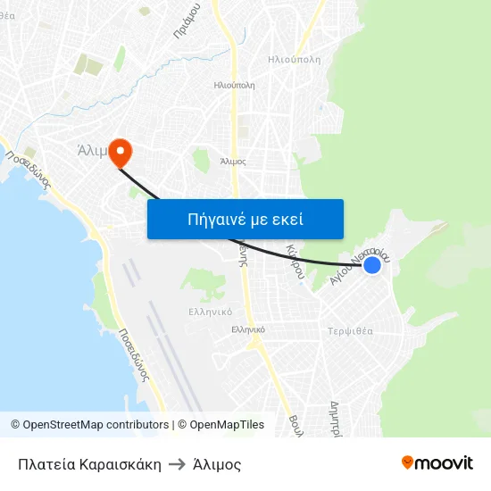 Πλατεία Καραισκάκη to Άλιμος map